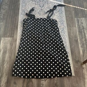 JCrew navy blue polka dot sundress with back zip and tie sleeves (SIZE 10)